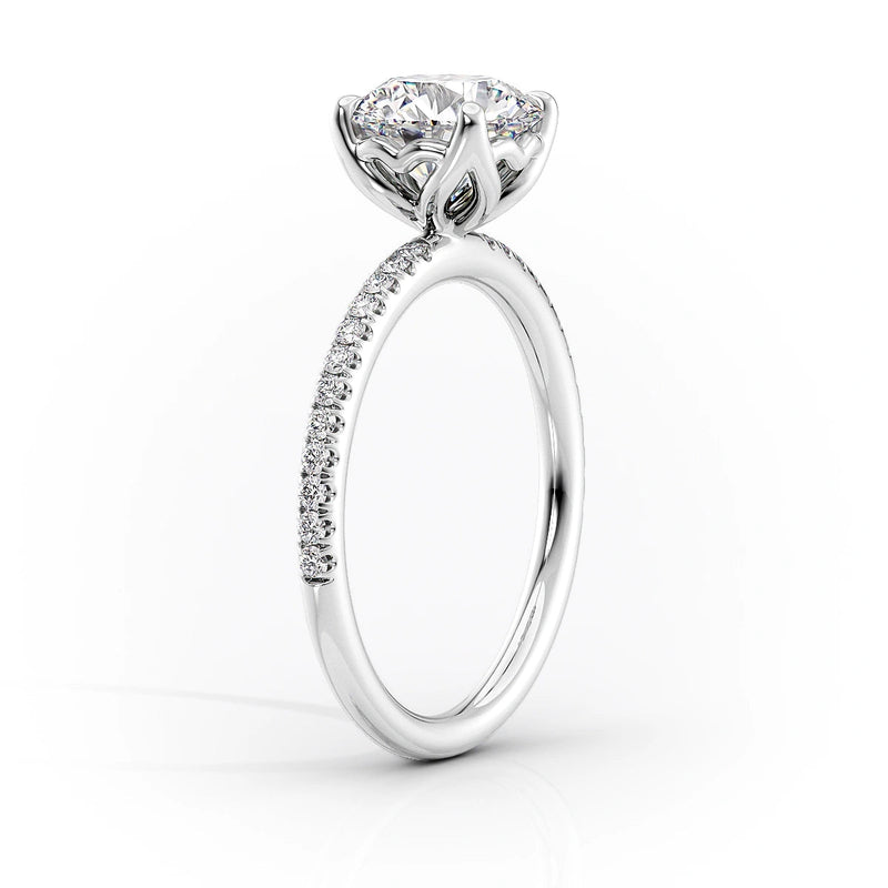 Oval Lab-Grown Diamond Petal Prongs Pavé Engagement Ring