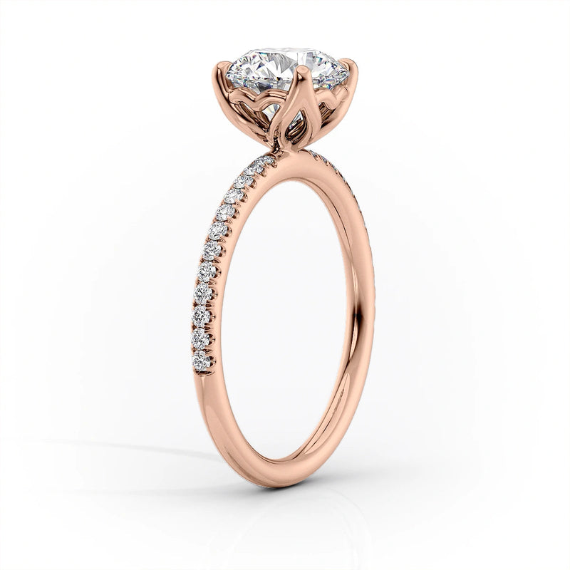 Oval Lab-Grown Diamond Petal Prongs Pavé Engagement Ring