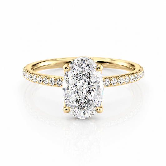 Oval Lab-Grown Diamond Petal Prongs Pavé Engagement Ring
