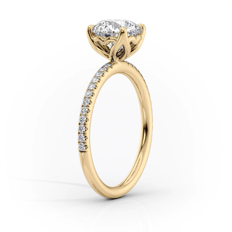 Oval Lab-Grown Diamond Petal Prongs Pavé Engagement Ring
