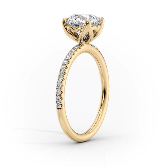 Oval Lab-Grown Diamond Petal Prongs Pavé Engagement Ring