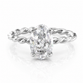 Oval Lab-Grown Diamond Rope Solitaire Hidden Halo Engagement Ring
