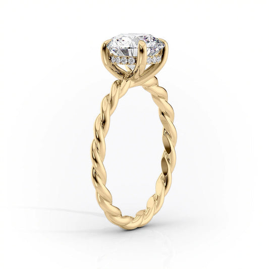 Oval Lab-Grown Diamond Rope Solitaire Hidden Halo Engagement Ring