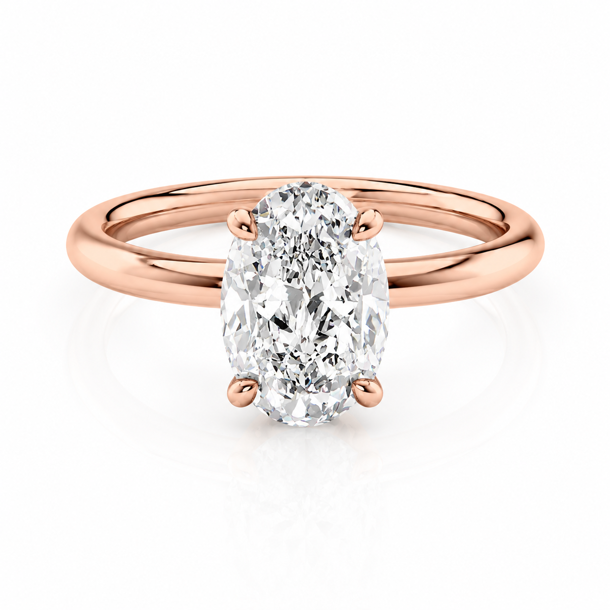 Oval Lab-Grown Diamond Solitaire Hidden Gallery Engagement Ring