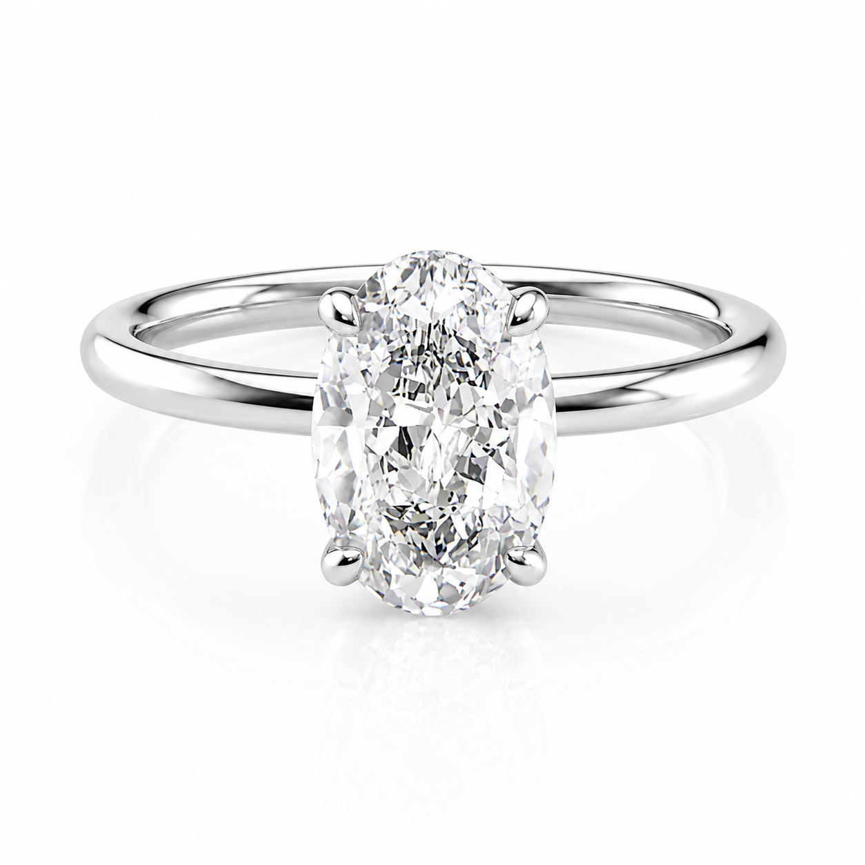 Oval Lab-Grown Diamond Solitaire Hidden Gallery Engagement Ring