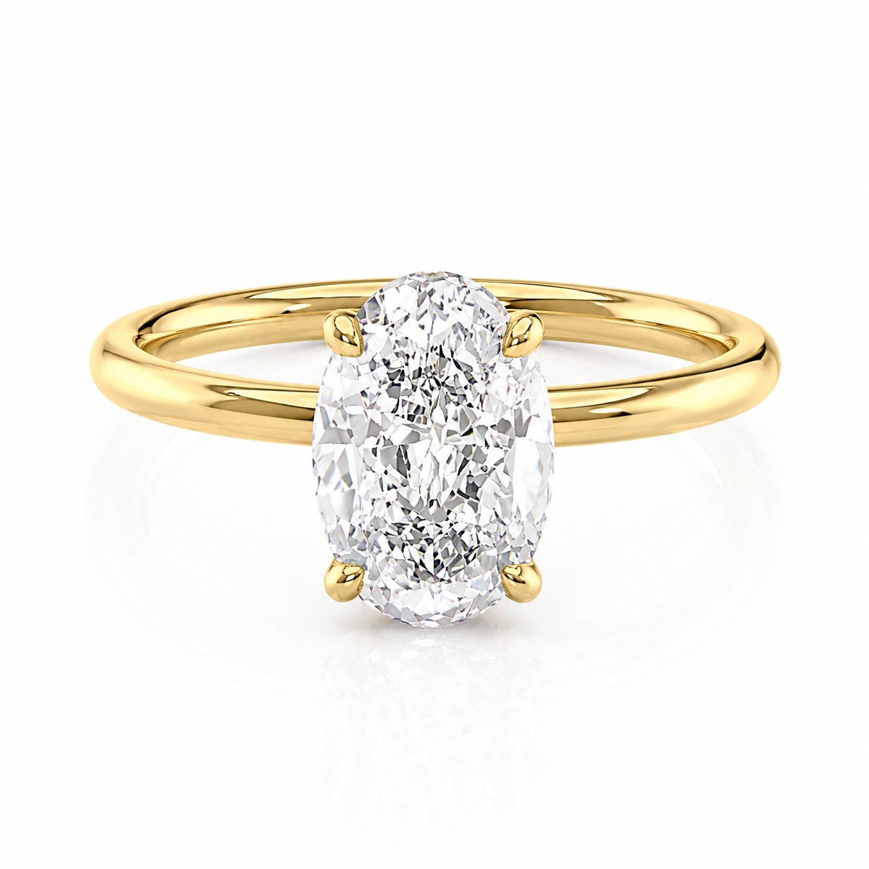 Oval Lab-Grown Diamond Solitaire Hidden Gallery Engagement Ring