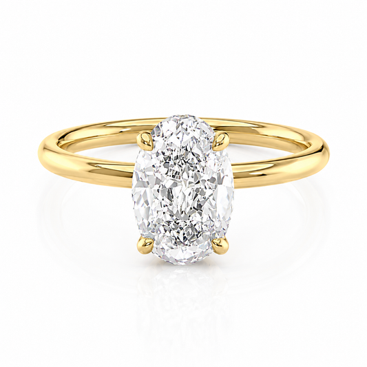 Oval Lab-Grown Diamond Solitaire Hidden Gallery Engagement Ring