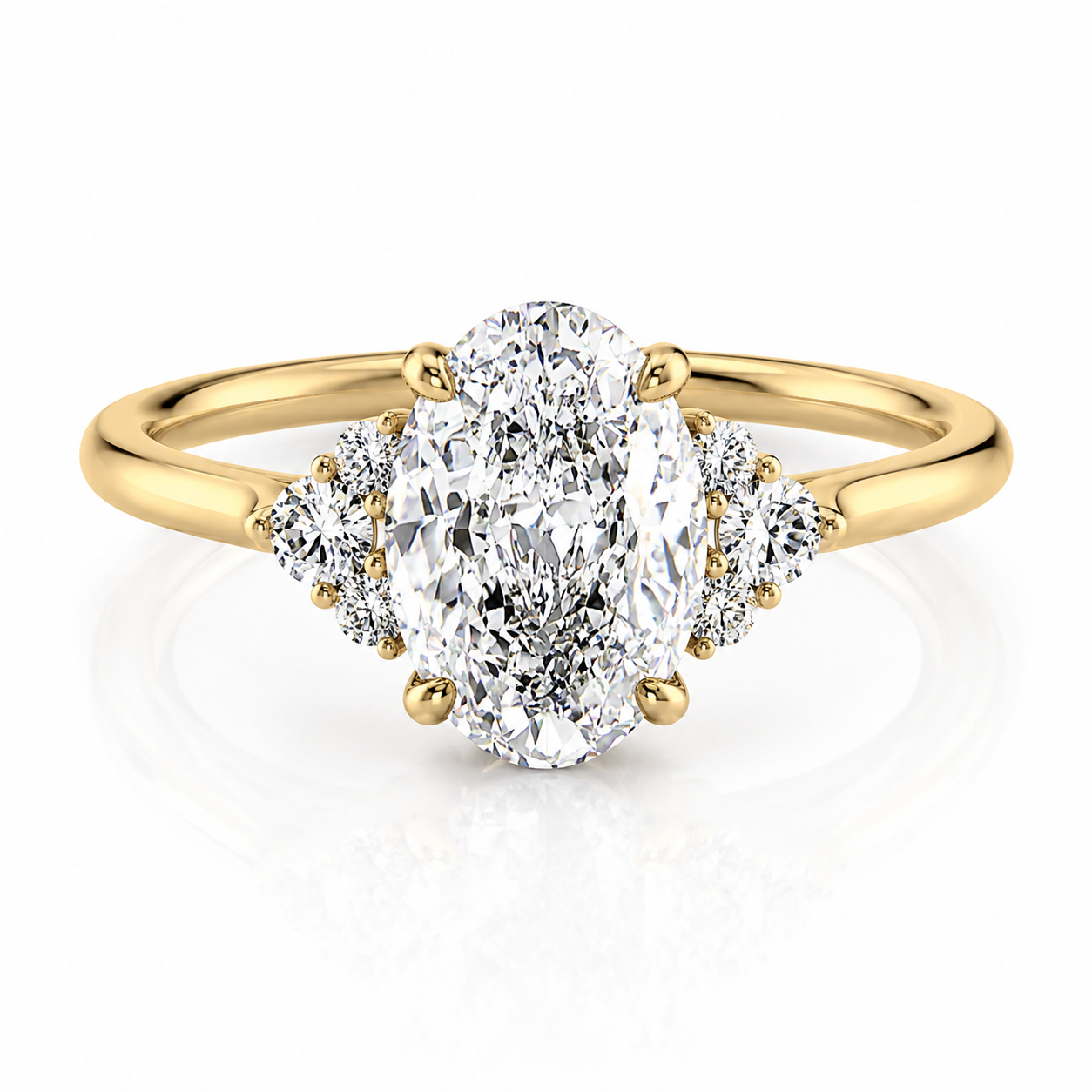 Oval Lab-Grown Diamond Solitaire with Accents Engagement Ring