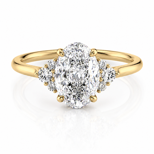 Oval Lab-Grown Diamond Solitaire with Accents Engagement Ring