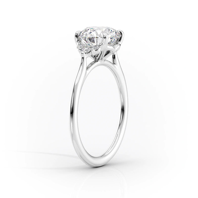 Oval Lab-Grown Diamond Solitaire with Accents Engagement Ring