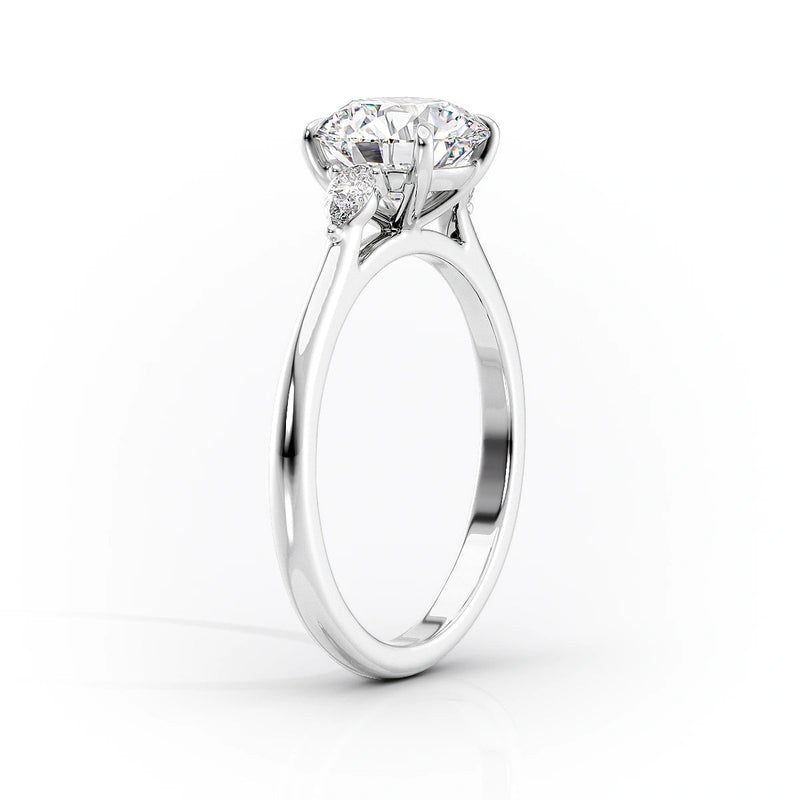 Oval Lab-Grown Diamond Three Stone Pear Accents Engagement Ring