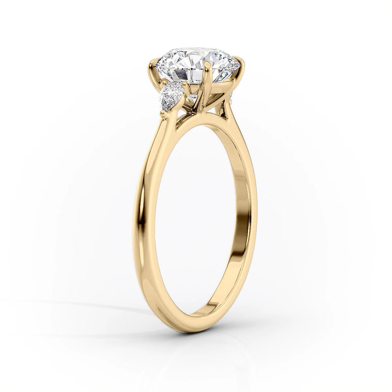 Oval Lab-Grown Diamond Three Stone Pear Accents Engagement Ring