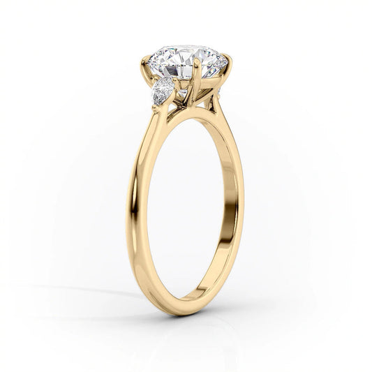 Oval Lab-Grown Diamond Three Stone Pear Accents Engagement Ring