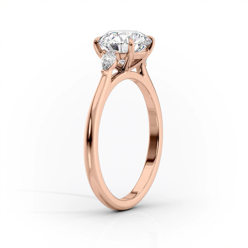 Oval Lab-Grown Diamond Three Stone Pear Accents Engagement Ring