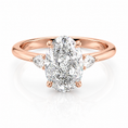 Oval Lab-Grown Diamond Three Stone Pear Accents Engagement Ring