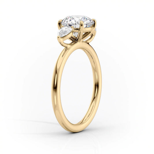 Oval Lab-Grown Diamond Three Stone Pear Side Stones Engagement Ring