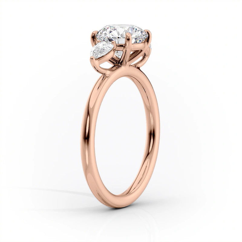 Oval Lab-Grown Diamond Three Stone Pear Side Stones Engagement Ring