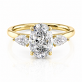 Oval Lab-Grown Diamond Three Stone Pear Side Stones Engagement Ring