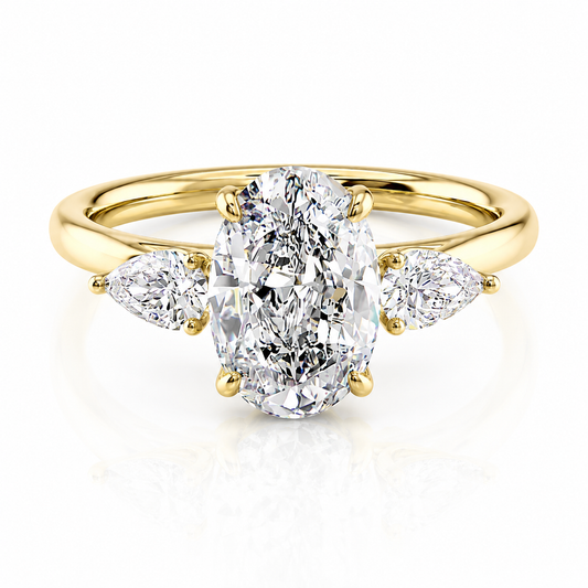Oval Lab-Grown Diamond Three Stone Pear Side Stones Engagement Ring