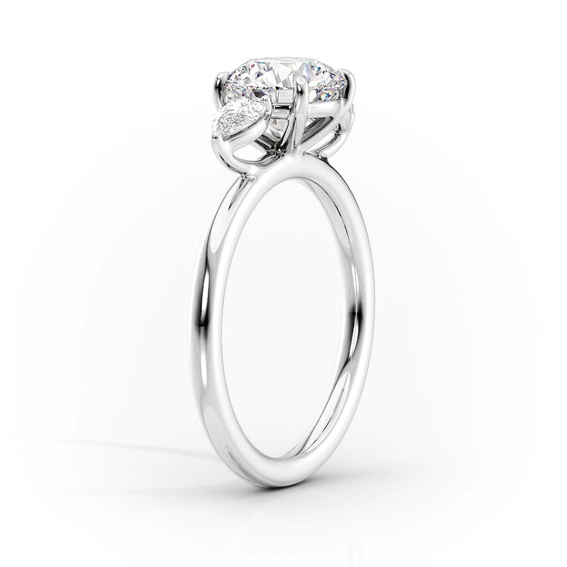 Oval Lab-Grown Diamond Three Stone Pear Side Stones Engagement Ring
