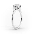 Oval Lab-Grown Diamond Three Stone Round Accents Engagement Ring