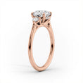 Oval Lab-Grown Diamond Three Stone Round Accents Engagement Ring