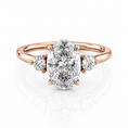 Oval Lab-Grown Diamond Three Stone Round Accents Engagement Ring