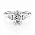 Oval Lab-Grown Diamond Three Stone Round Accents Engagement Ring
