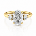 Oval Lab-Grown Diamond Three Stone Round Accents Engagement Ring