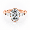 Oval Lab-Grown Diamond Three Stone Trapezoid Accents Engagement Ring
