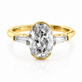 Oval Lab-Grown Diamond Three Stone Trapezoid Accents Engagement Ring