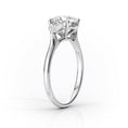 Oval Lab-Grown Diamond Three Stone Heart Accents Engagement Ring