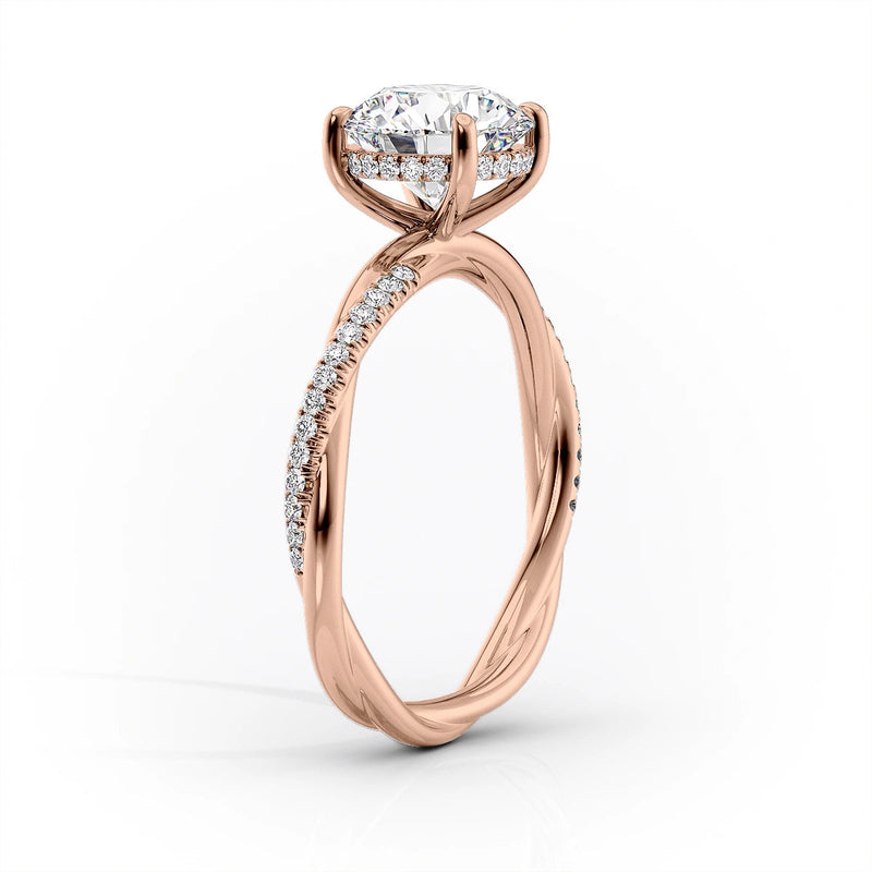Oval Lab-Grown Diamond Twisted Pavé Hidden Halo Engagement Ring