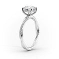 Oval Lab-Grown Diamond Twisted Pavé Hidden Halo Engagement Ring