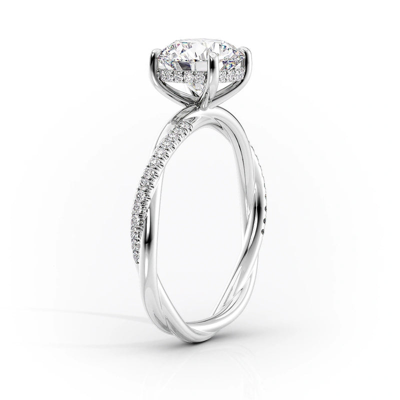 Oval Lab-Grown Diamond Twisted Pavé Hidden Halo Engagement Ring