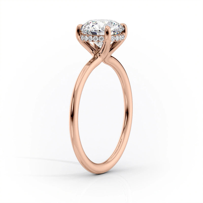 Oval Lab-Grown Diamond Twisted Solitaire Hidden Halo Engagement Ring