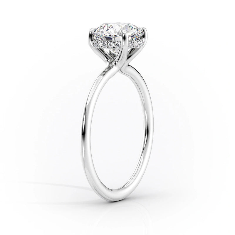 Oval Lab-Grown Diamond Twisted Solitaire Hidden Halo Engagement Ring