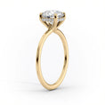 Oval Lab-Grown Diamond Twisted Solitaire Hidden Halo Engagement Ring