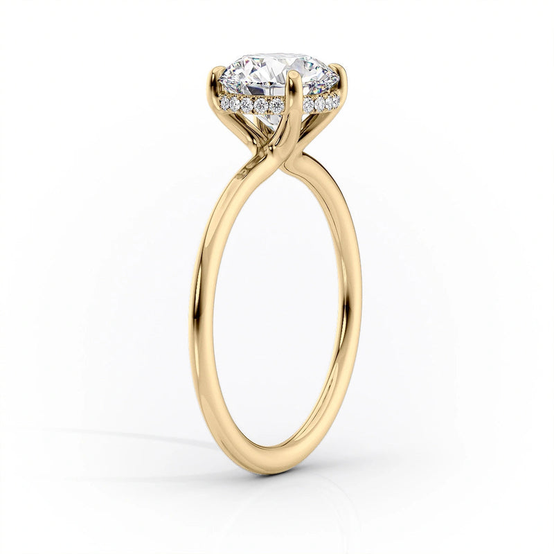 Oval Lab-Grown Diamond Twisted Solitaire Hidden Halo Engagement Ring