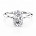Oval Lab-Grown Diamond Twisted Solitaire Hidden Halo Engagement Ring