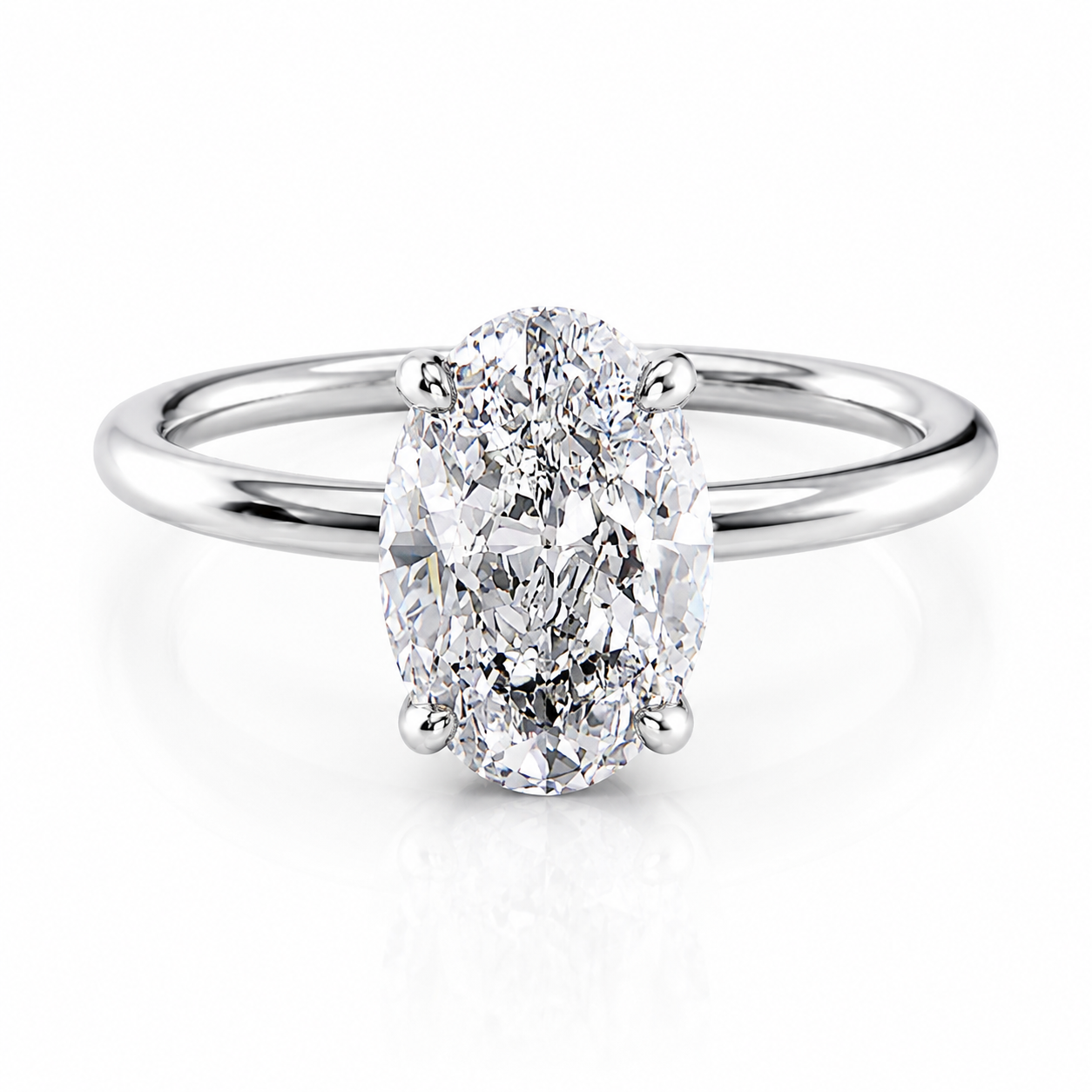 Oval Lab-Grown Diamond Twisted Solitaire Hidden Halo Engagement Ring