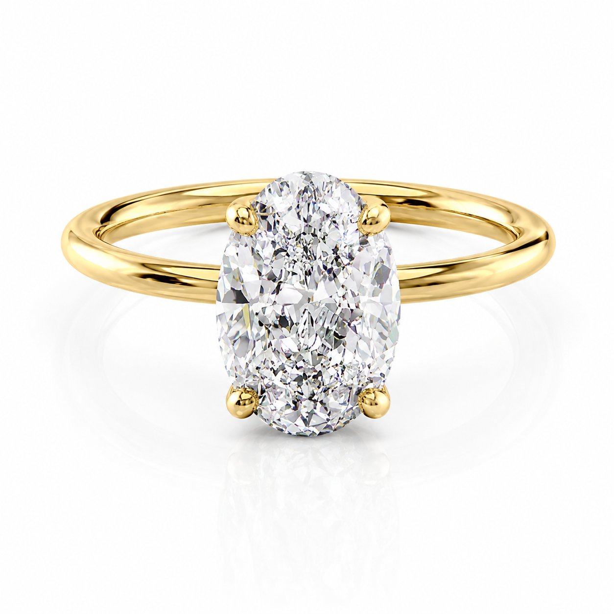 Oval Lab-Grown Diamond Twisted Solitaire Hidden Halo Engagement Ring