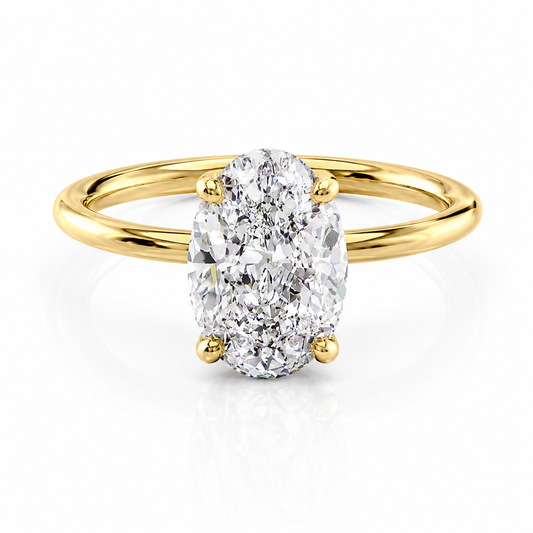 Oval Lab-Grown Diamond Twisted Solitaire Hidden Halo Engagement Ring