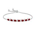 Oval Lab Ruby with Moissanite Pavé Accents Adjustable Tennis Bolo Bracelet