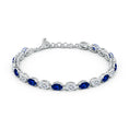 Oval Lab Sapphire and Moissanite Tennis Chain Bracelet