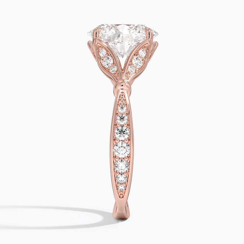 Oval Moissanite Floral Openwork Cathedral Engagement Ring