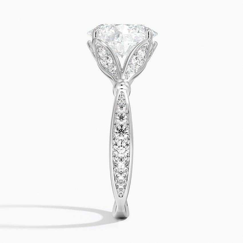Oval Moissanite Floral Openwork Cathedral Engagement Ring