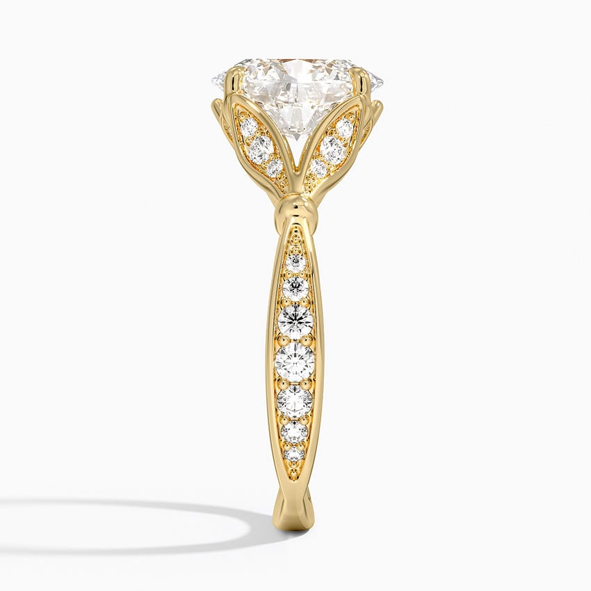 Oval Moissanite Floral Openwork Cathedral Engagement Ring