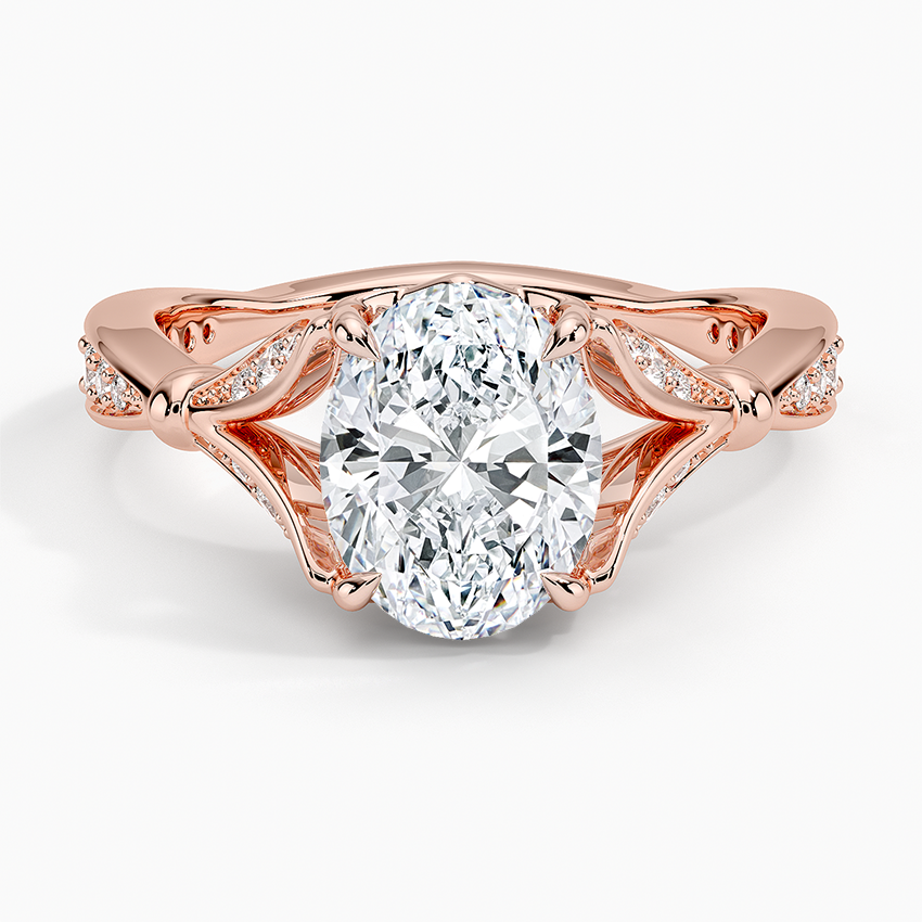 Oval Moissanite Floral Openwork Cathedral Engagement Ring
