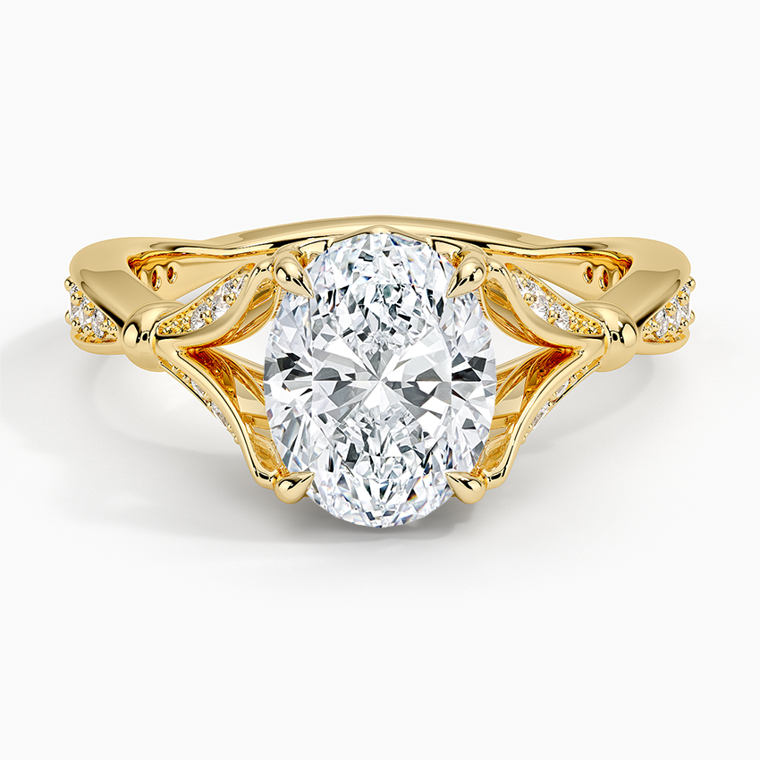 Oval Moissanite Floral Openwork Cathedral Engagement Ring